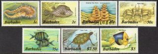Barbados 1987 Marine Life (set Of 7),  