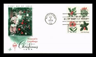 Dr Jim Stamps Us Christmas Greenery Block Of Four Art Craft Fdc Cover Bethlehem