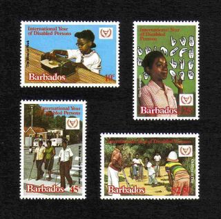 Barbados 1981 Year Of Disabled Persons Complete Set Of 4 Values (sg 670 - 673) Mnh