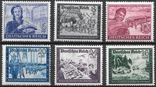 Germany Third Reich Mi 888 - 893 Mnh Postal Employees & Hitler 