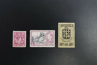 St.  Lucia 123 - 5 1938 Kgvi High Values F/vf Hinged (v066)