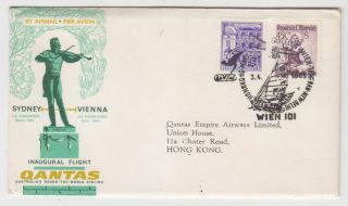 Australia,  1965 Qantas First Flight Cover,  Vienna,  Austria To Hong Kong.