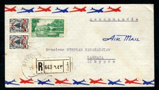 Lebanon - 1951 Registered Airmail Cover To Cyprus