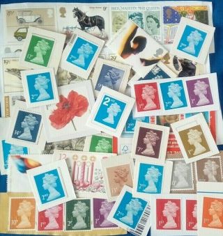 Decimal Postage Stamps Unfranked On Paper £19 Face Value Qeii With 2nd And 1st