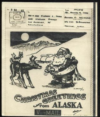 Ww2 Censored Illustrated Alaska V - Mail Letter Apo939 To Los Angeles
