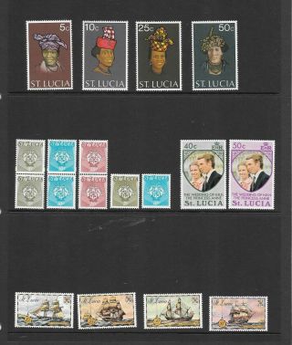St Lucia - 1952 - 1973 - 56 Stamps,  Block,  Miniature Sheet - Mounted