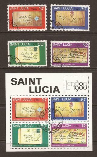 St Lucia 1980 Sg519/522,  Ms523 London 1980 Set - Fine (jb8545)