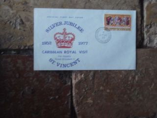1977 Grenadines Of St.  Vincent Silver Jubilee Caribbean Royal First Day Cover