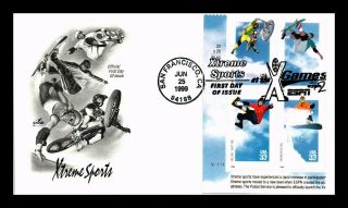 Dr Jim Stamps Us Xtreme Sports X Games Block Of Four First Day Cover Art Craft