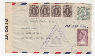 Curacao,  1942 Censored Airmail Cover,  Willemstad To Jewish Home,  Jamaica.