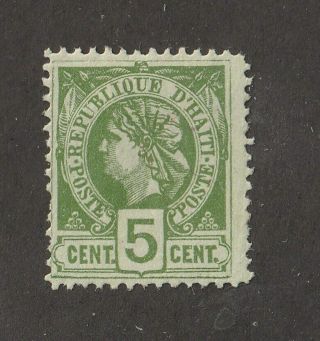 Haiti Stamp 10a,  Mhog,  Vvf,  1882,  Yellow Green Shade,  Rare