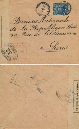 Haiti 1919,  Scarce Censored Cover From Port Au Prince To Paris B716