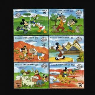 [grenadines]1988 Disney Cartoon Mickey Donald Duck Tours Australia Total 6 Pic