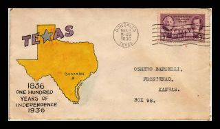 Dr Jim Stamps Us Hand Colored Texas Centennial First Day Cover Scott 776