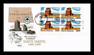 Dr Jim Stamps Us North Dakota Statehood Centennial Fdc Cover Plate Block