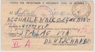Germany Dr Italy 1944 P.  O.  W.  Lett.  Sheet To Stalag Vi A Hemer (westf. )