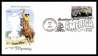 Mayfairstamps Us Fdc 2002 Wyoming Cowboy On Horse Art Craft Wwb_14585