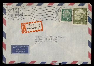 Dr Who 1958 Germany Hamburg To Usa Registered Air Mail C123506