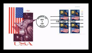 Us Cover Flag And Fireworks Fdc Plate Block Artmaster Cachet