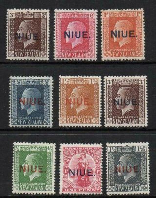 Niue 1917 - 21 Set Of 9 M.  With Gum Looking No Hidden Faults