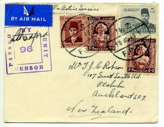 Egypt 1940 Censored Cover To Zealand With Nz Fpo1 Cancels