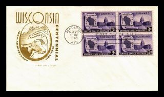 Us Covers Wisconsin Centennial Block Of 4 Fdc House Of Farnum
