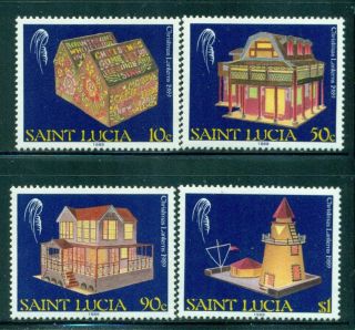 St.  Lucia 949 - 52 Sg1033 - 36 Mnh 1989 Christmas Set Of 4 Cat$4