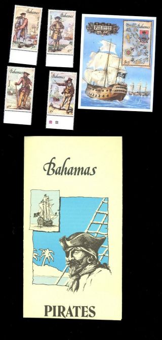 1987 Bahamas Stamp Tab Pirate Comm Sheet Program Never Hinged Mnh Lot F91