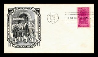 Dr Jim Stamps Us George Washington Inauguration Fdc Cover Scott 854 Corkley