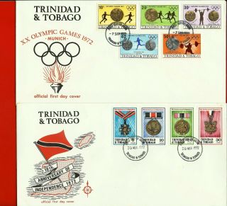 Trinidad & Tobago Stamps,  2 First Day Covers,  Year 1972