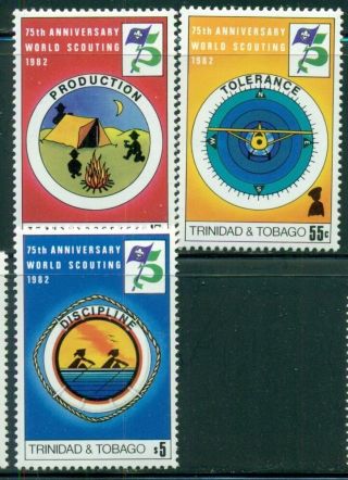 Trinidad & Tobago Sc361 - 63 Sg603 - 05 Mnh 1982 Anniv Boy Scouts Set Of 3 Scv$10