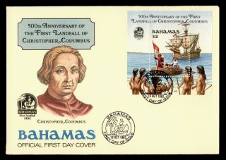 Dr Who 1992 Bahamas Christopher Columbus Landfall S/s Fdc C133083