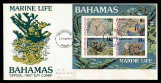 Dr Who 1977 Bahamas Marine Life Fish Coral S/s Fdc C133079