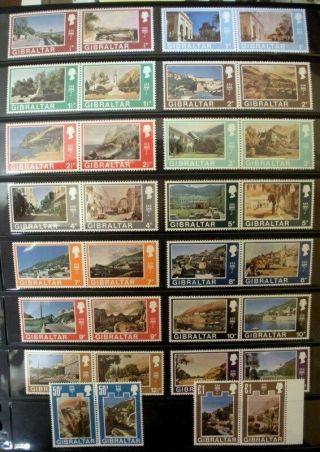 Gibraltar 1971 Decimal Currency Set In Pairs Mnh (32 Stamps)