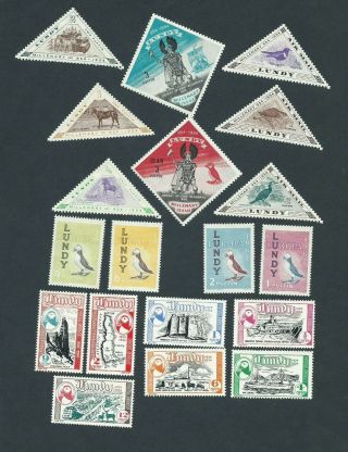 Lundy Island Postage Stamps 4 Series 1954 - 61.  Lh