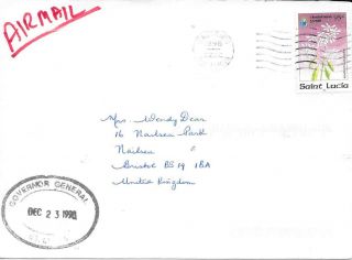 St.  Lucia Cover 23.  12.  1998 With Governor - General Hand Stamp