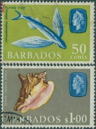 Barbados 1965 Sg333 - 334 Flying Fish And Conch Fu