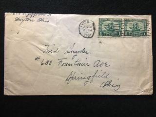 1921 Dayton,  Ohio Postal Cover With (2) 1 Cent Scotts 548 " Mayflower " Stamps