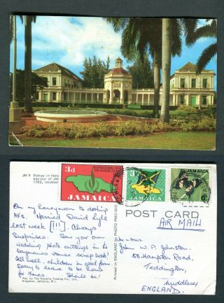 Jamaica Butterfly,  Flag,  Human Rights On Postcard To England