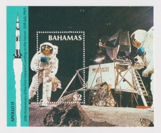 Bahamas - The 20th Anniversary Of First Manned Landing On Moon 1989 - Mnh