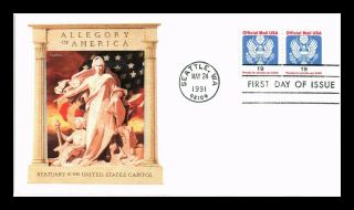 Dr Jim Stamps Us Official Mail Fdc Cover Allegory Of America Seattle