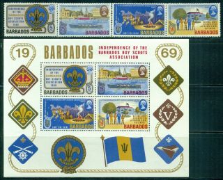 Barbados 323 - 26a Sg393 - 96,  Ms397 Mh 1969 Boy Scouts Set Of 4,  Ms Cat$20