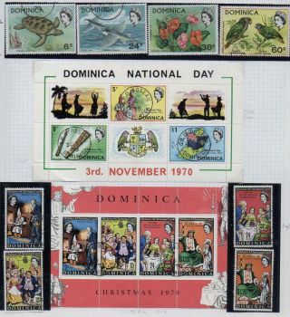 Dominica Group Of 19 Incl; 3 Mini Sheets Quality V.  F.  U.  Looking