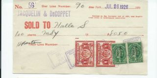 United States Stock 1926 Transfer Document With Transfer,  Documentary Stamps