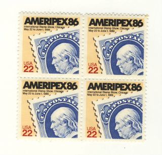 U.  S.  Postage Stamps & 22 Cent Block Ameripex 1986