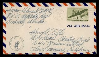 Dr Who 1944 Navy Kodiak Ak Airmail To Ca Wwii Censored E54371