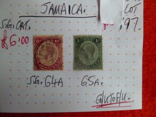 Jamaica Kgv Stamps Sg64a,  65a G/u To F/u