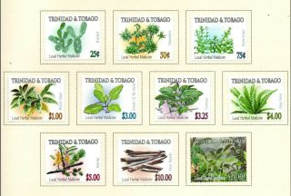 Trinidad & Tobago 2005,  Medical Plants Set Of 10 On Page.