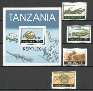 U984 1987 Tanzania Fauna Reptiles Snakes Crocodiles Turtles 404 - 08 Bl,  Set Mnh