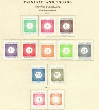 Trinidad & Tobago 1970 Postage Due Set Of 12 And 2 From 1976 M/m.